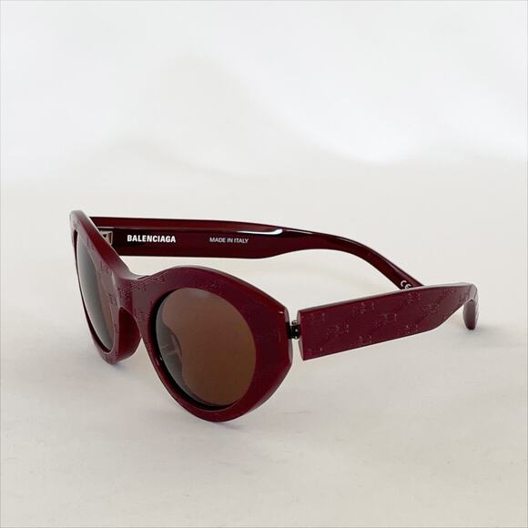 BALENCIAGA  Logo Embossed Round Cat Eye Frame Sunglasses NWOT - Picture 9 of 10